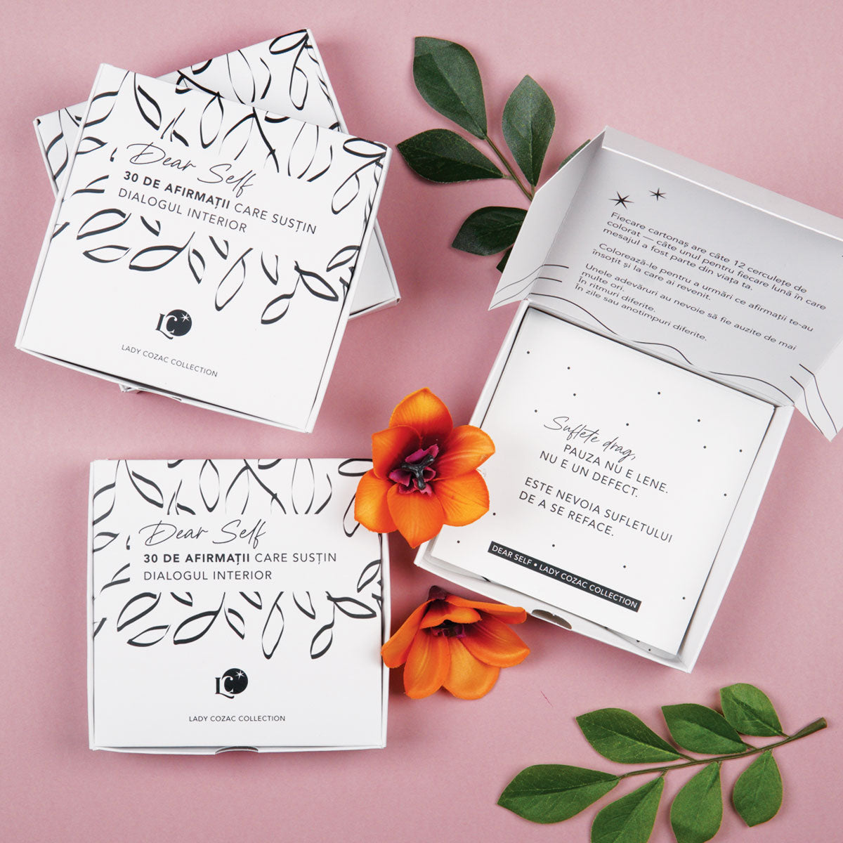 Set de cartonașe cu afirmații cutie set 30 cartonașe Dear Self afirmații pentru susținere emoțională