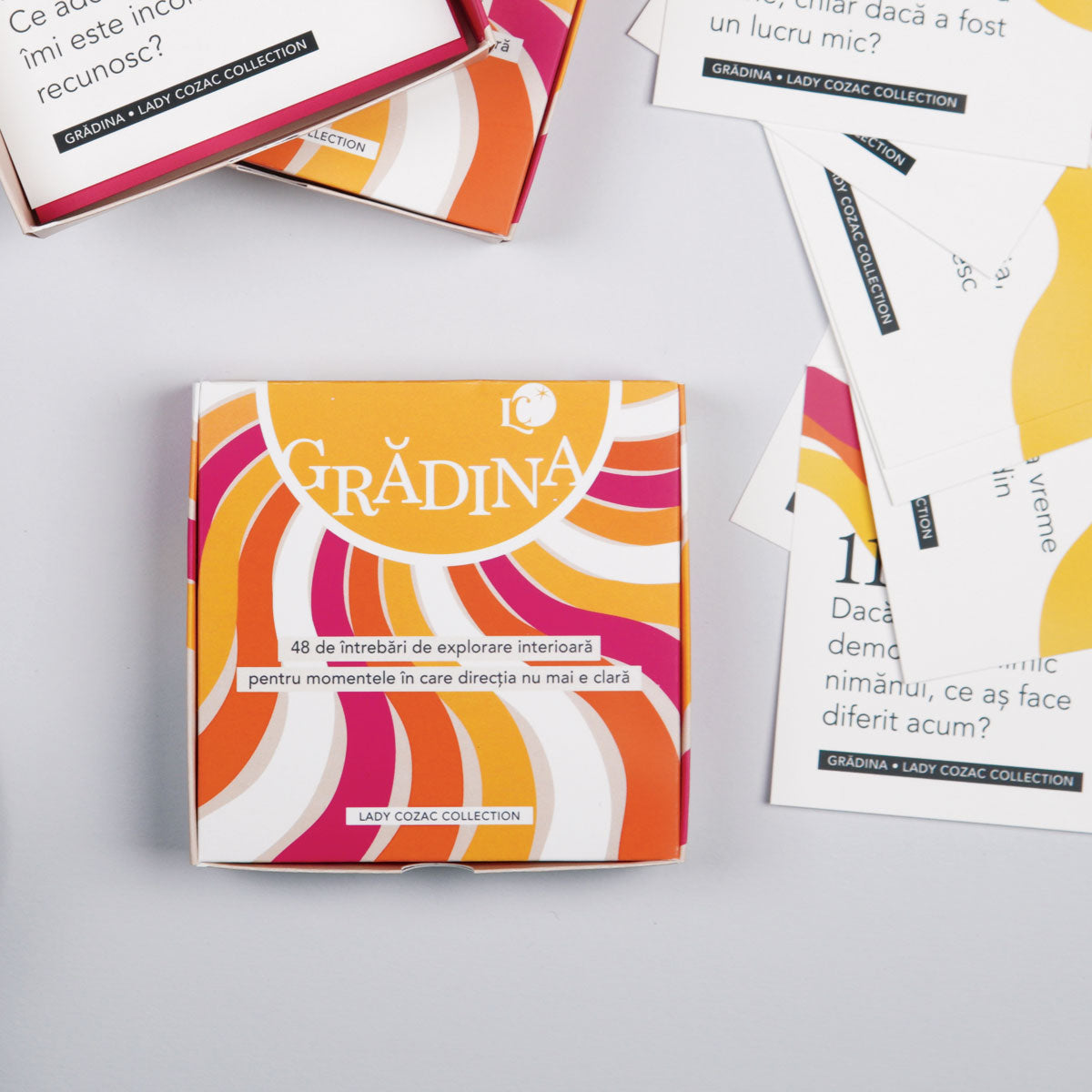 Set de carduri cu întrebări Set pentru organizare în ritmul tău cadou pentru femei set cartonașe Grădina pentru claritate în perioade de schimbare_lady cozac_cutie set