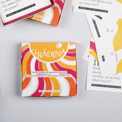 Set de carduri cu întrebări Set pentru organizare în ritmul tău cadou pentru femei set cartonașe Grădina pentru claritate în perioade de schimbare_lady cozac_cutie set