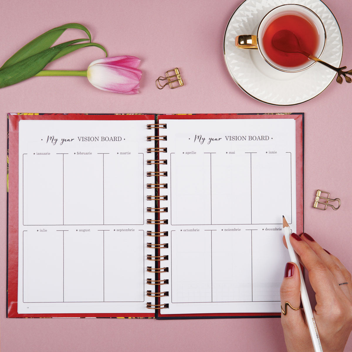 Set pentru organizare în ritmul tău cadou pentru femei interior planner organizare intregului an in mod eficient vision board lady cozac Planner anual nedatat pentru organizare și claritate