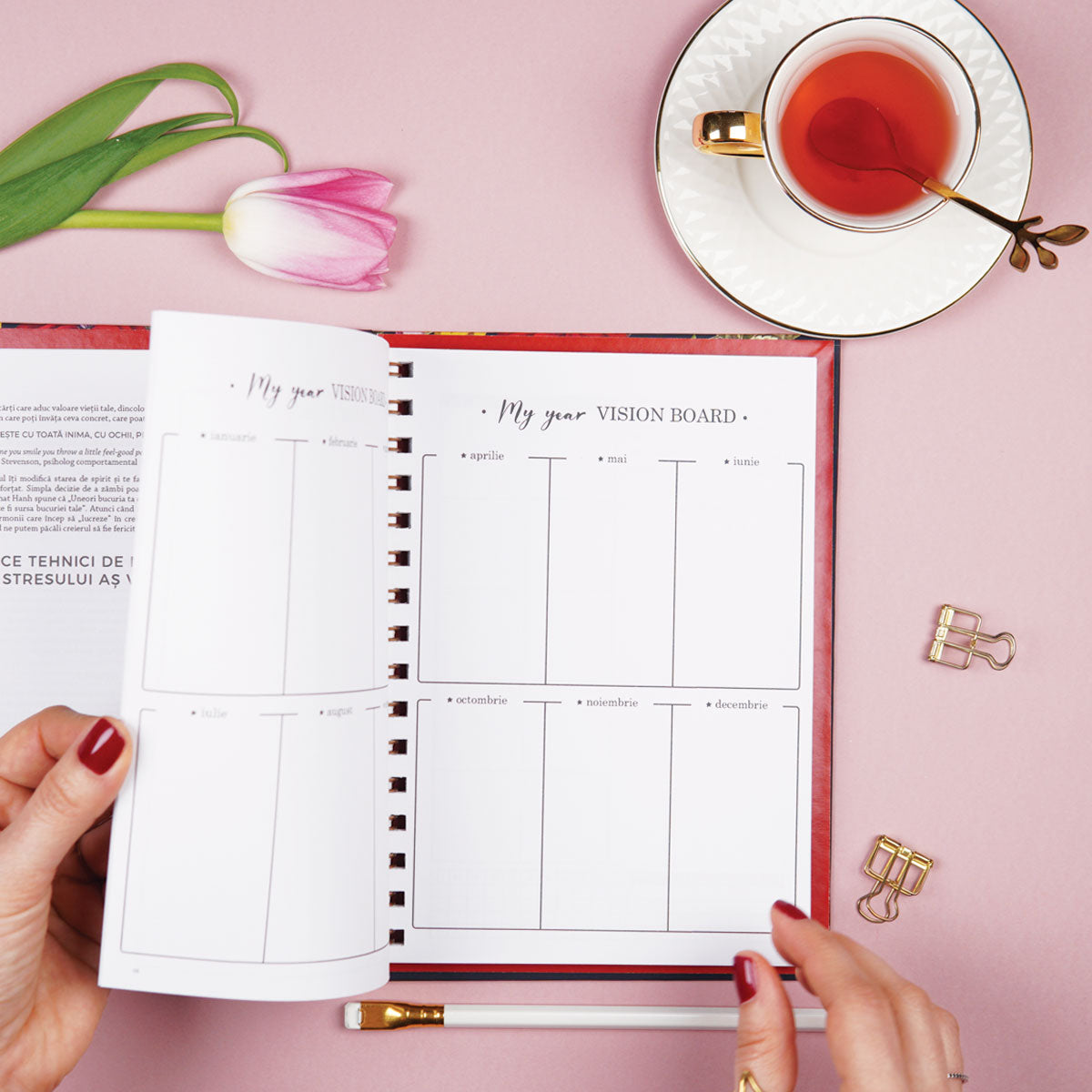 Set pentru organizare în ritmul tău cadou pentru femei interuir planner de organziare lady cozac vision board Planner anual nedatat pentru organizare și claritate