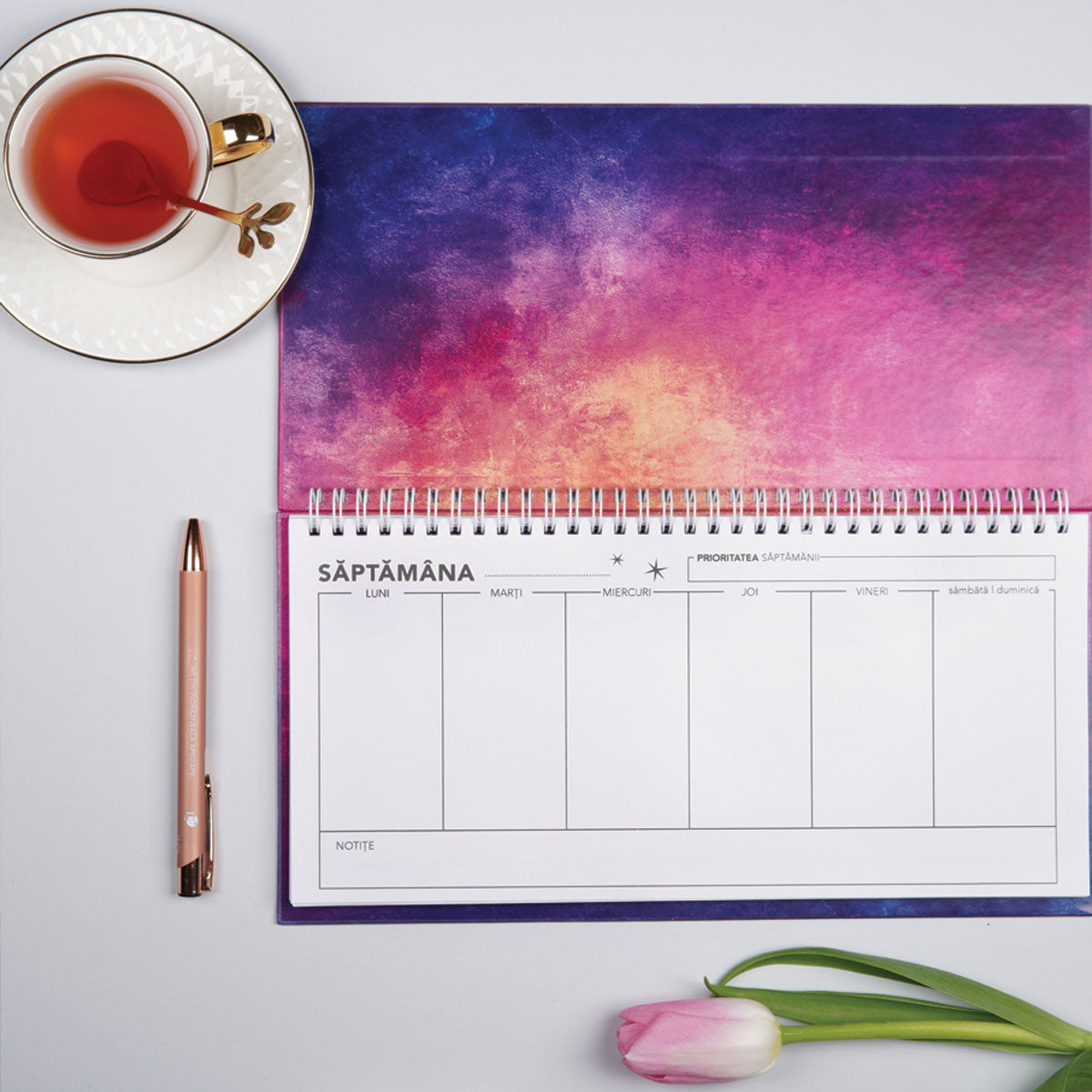 Planner săptămânal nedatat pentru organizare interior planner my new week