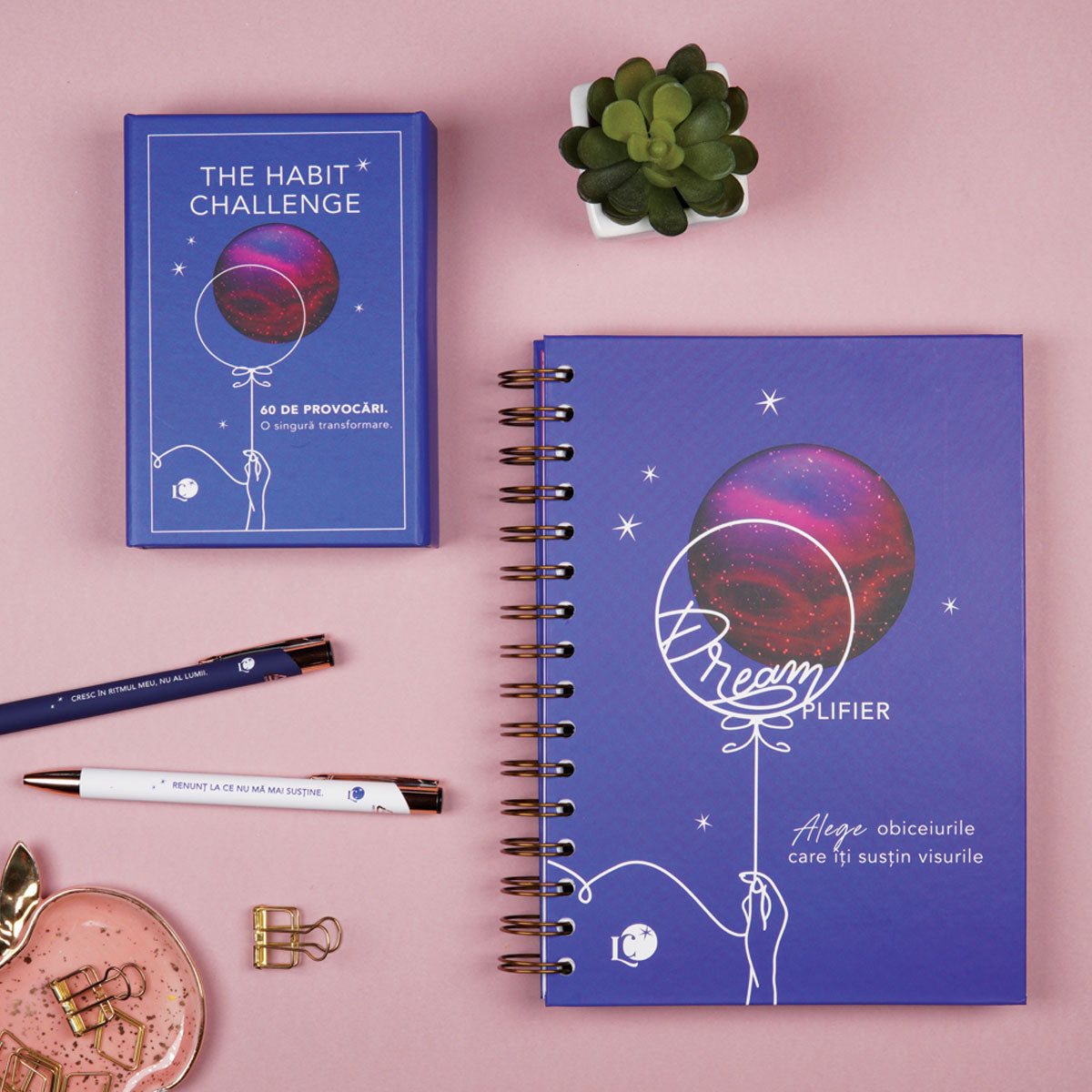 Set pentru obiceiuri sănătoase planner dreamplifier, doua pixuri, joc provocari habit challenge