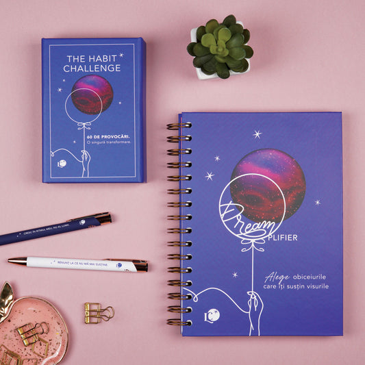 Set pentru obiceiuri sănătoase planner dreamplifier, doua pixuri, joc provocari habit challenge