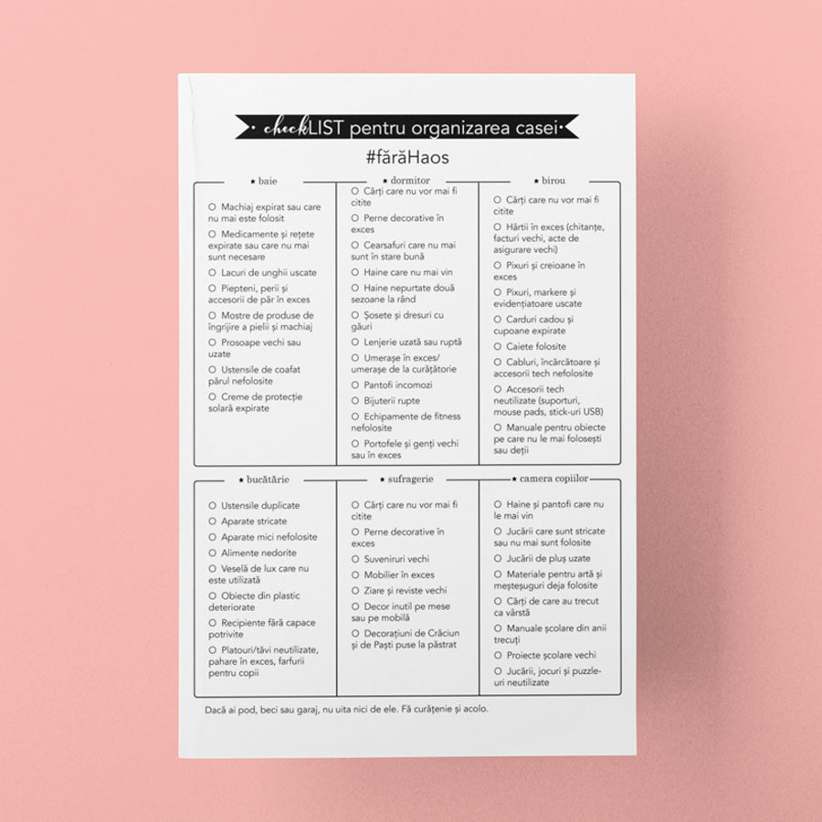 Check-list pentru organizarea casei #FărăHaos