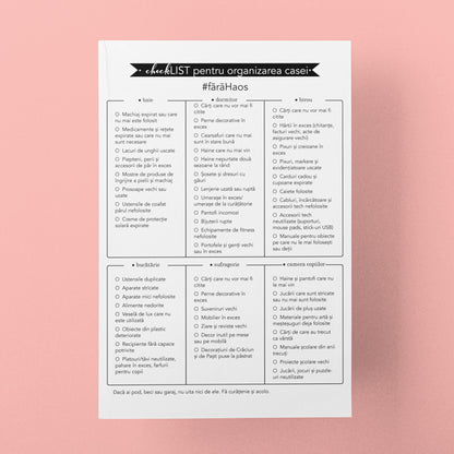 Check-list pentru organizarea casei #FărăHaos
